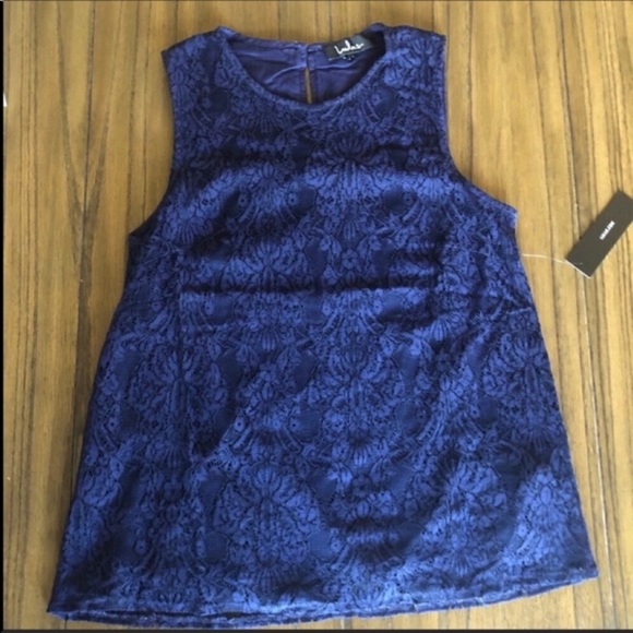 Lulus Tops - Lulus navy sleeveless lace tank blouse